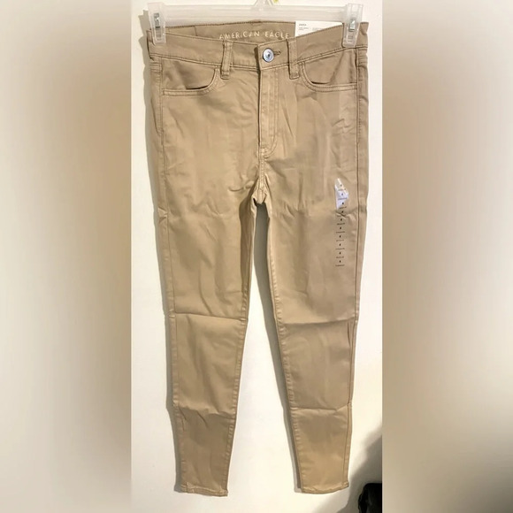 AE sz US 4 27W Hi-Rise jeggings  stretch standard  khaki NWT - Picture 8 of 9